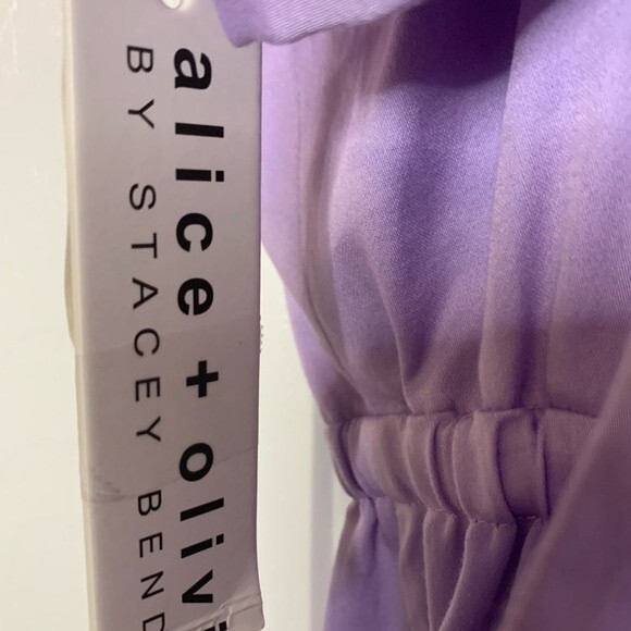 NWT custom ALICE + OLIVIA Hartley Open Tie Back Tiered Mini DRESS. Size 4. - Picture 8 of 13